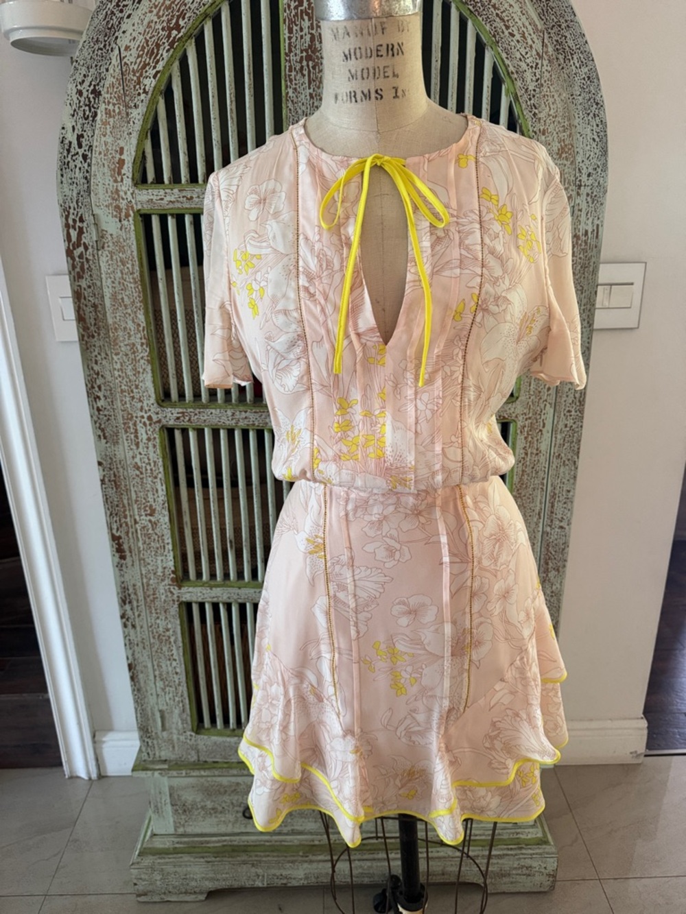 Reiss Pink and Yellow Floral Mini Dress